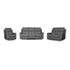Bergamo Leather 3 Seater Recliner Sofa-Dark Grey