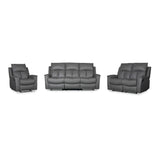 Bergamo Leather 3 Seater Recliner Sofa-Dark Grey