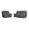 Bergamo Leather 3 Seater Recliner Sofa-Dark Grey
