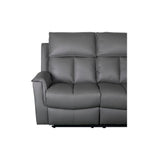 Bergamo Leather 3 Seater Recliner Sofa-Dark Grey