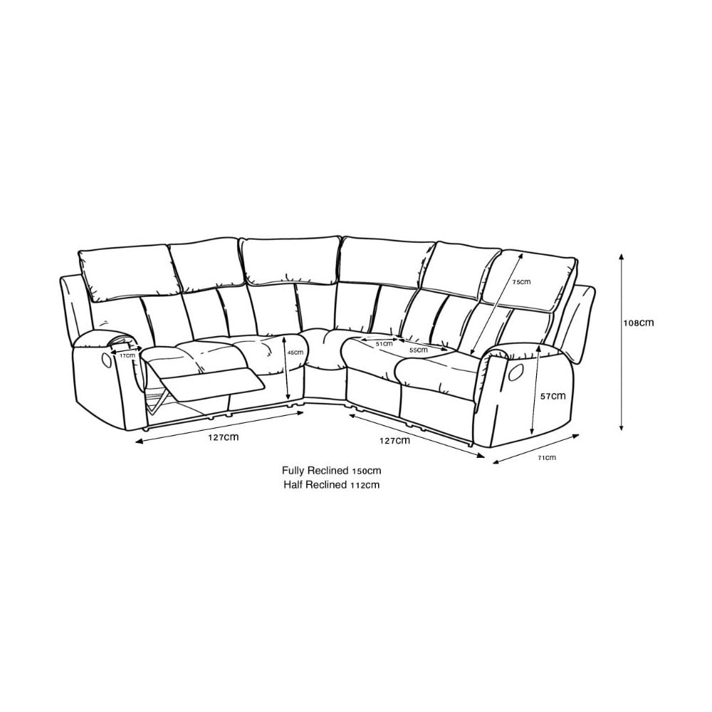 Bergamo Leather Recliner Corner Sofa-Blue Grey
