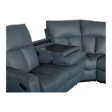 Bergamo Leather Recliner Corner Sofa-Blue Grey
