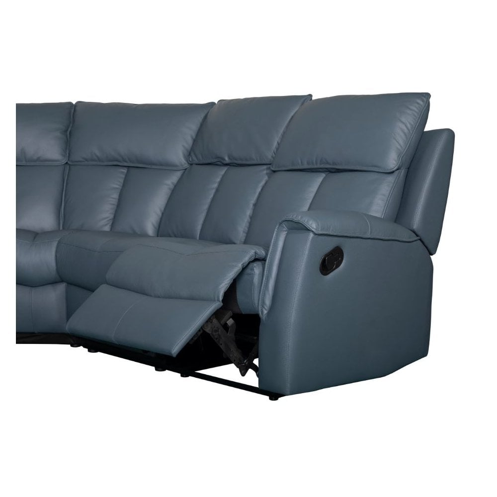 Bergamo Leather Recliner Corner Sofa-Blue Grey