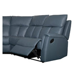 Bergamo Leather Recliner Corner Sofa-Blue Grey