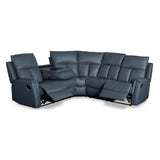 Bergamo Leather Recliner Corner Sofa-Blue Grey