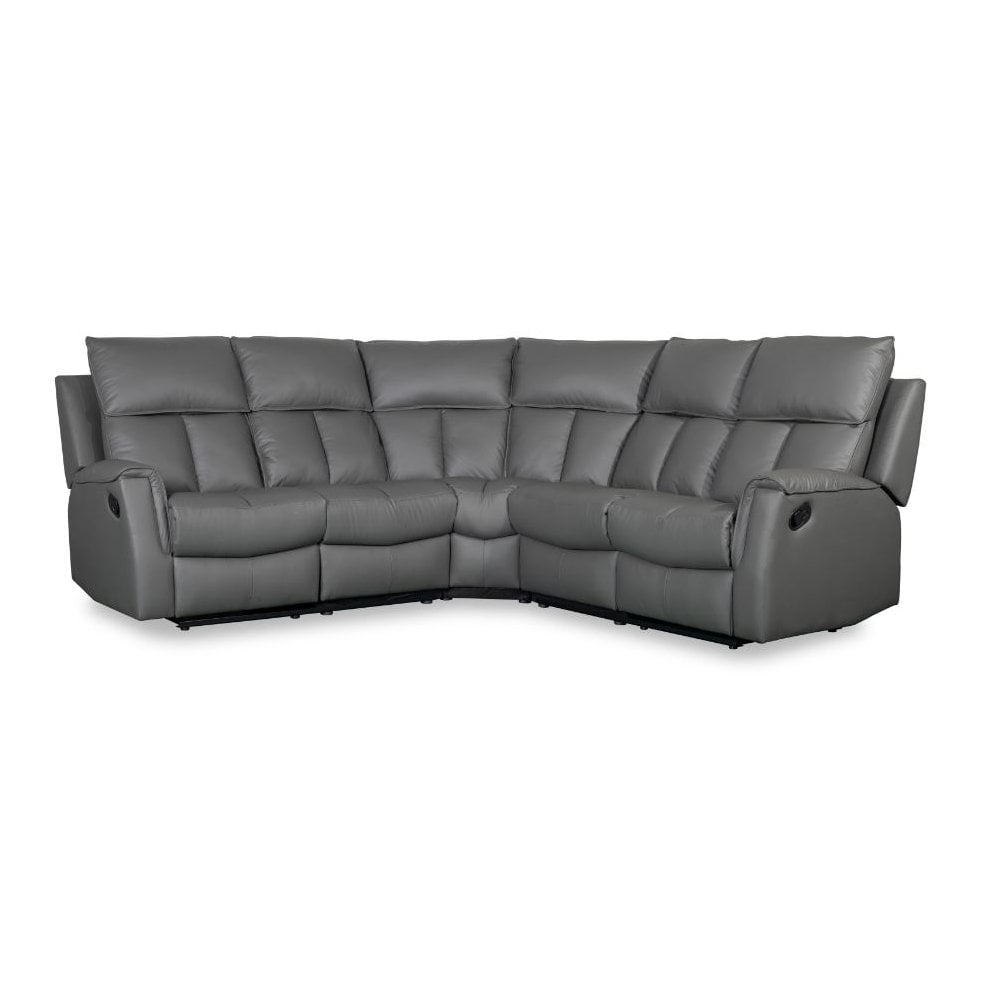 Bergamo Leather Recliner Corner Sofa-Dark Grey