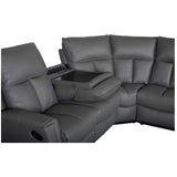 Bergamo Leather Recliner Corner Sofa-Dark Grey