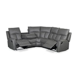 Bergamo Leather Recliner Corner Sofa-Dark Grey
