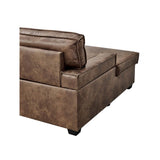 Havar Corner Sofa with Pull Out Sofa Bed & Storage - Brown Leather Aire (Left)