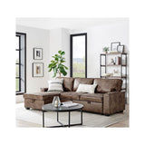 Havar Corner Sofa with Pull Out Sofa Bed & Storage - Brown Leather Aire (Left)