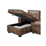 Havar Corner Sofa with Pull Out Sofa Bed & Storage - Brown Leather Aire (Left)