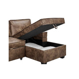 Havar Corner Sofa with Pull Out Sofa Bed & Storage - Brown Leather Aire (Right)