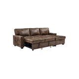 Havar Corner Sofa with Pull Out Sofa Bed & Storage - Brown Leather Aire (Right)