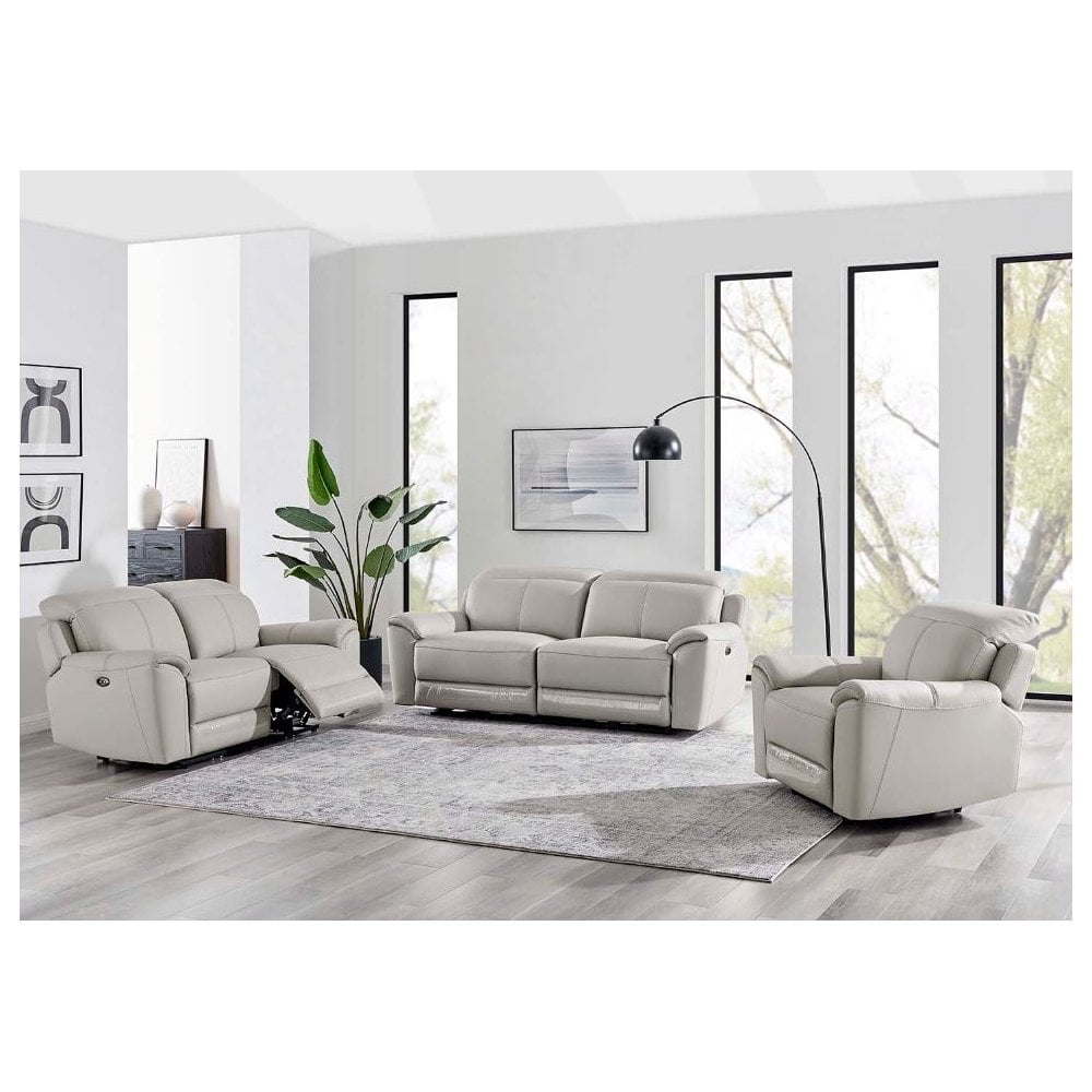 Madrid 3 Seater Electric Recliner - Light Grey