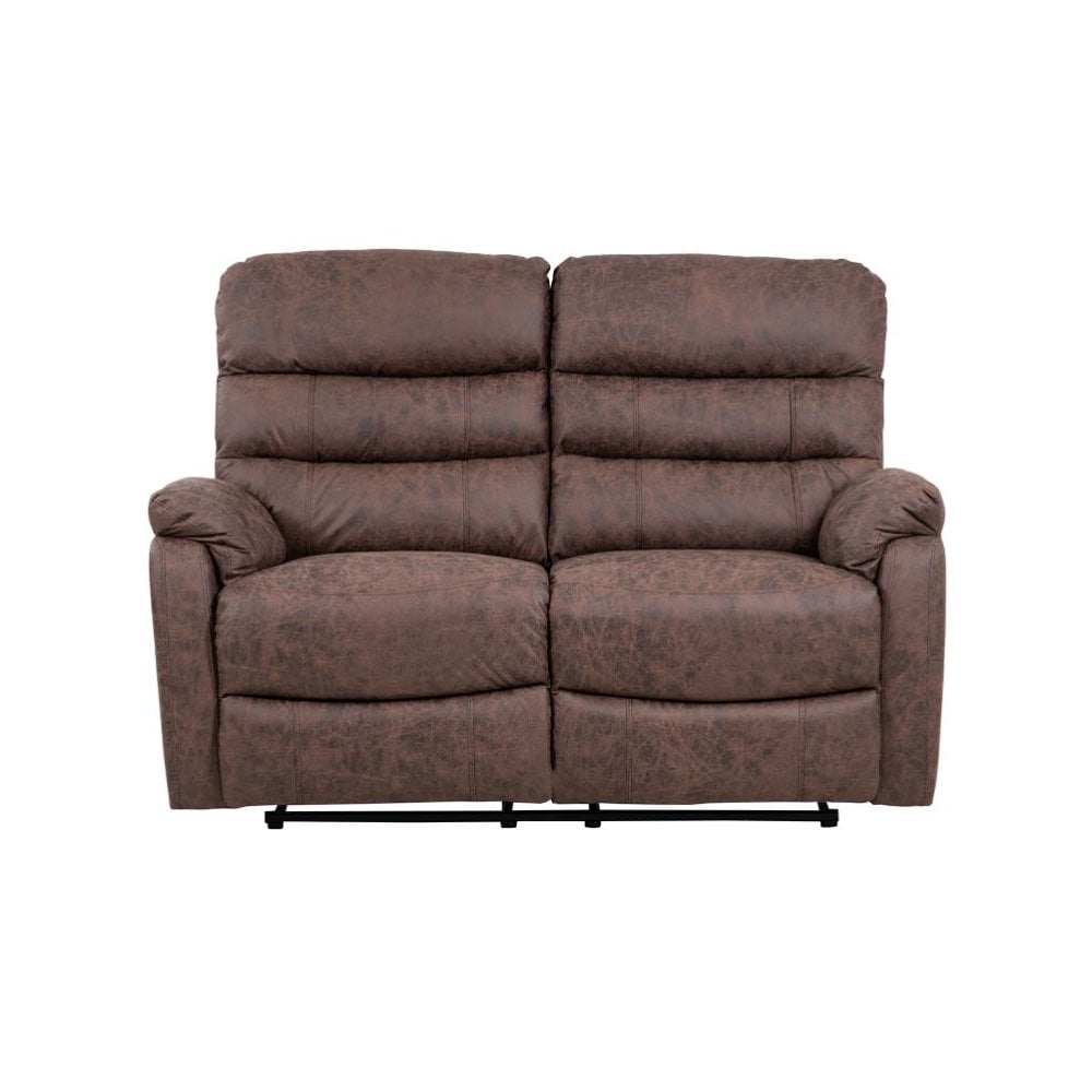 Taylor 2 Seater Recliner-Leather Air-Antique Brown Rub Off