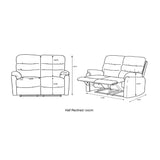 Taylor 2 Seater Recliner-Leather Air-Antique Brown Rub Off