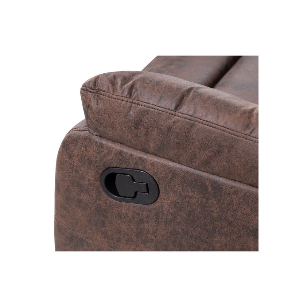Taylor 2 Seater Recliner-Leather Air-Antique Brown Rub Off