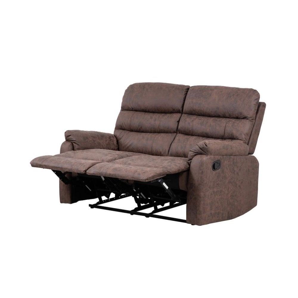 Taylor 2 Seater Recliner-Leather Air-Antique Brown Rub Off