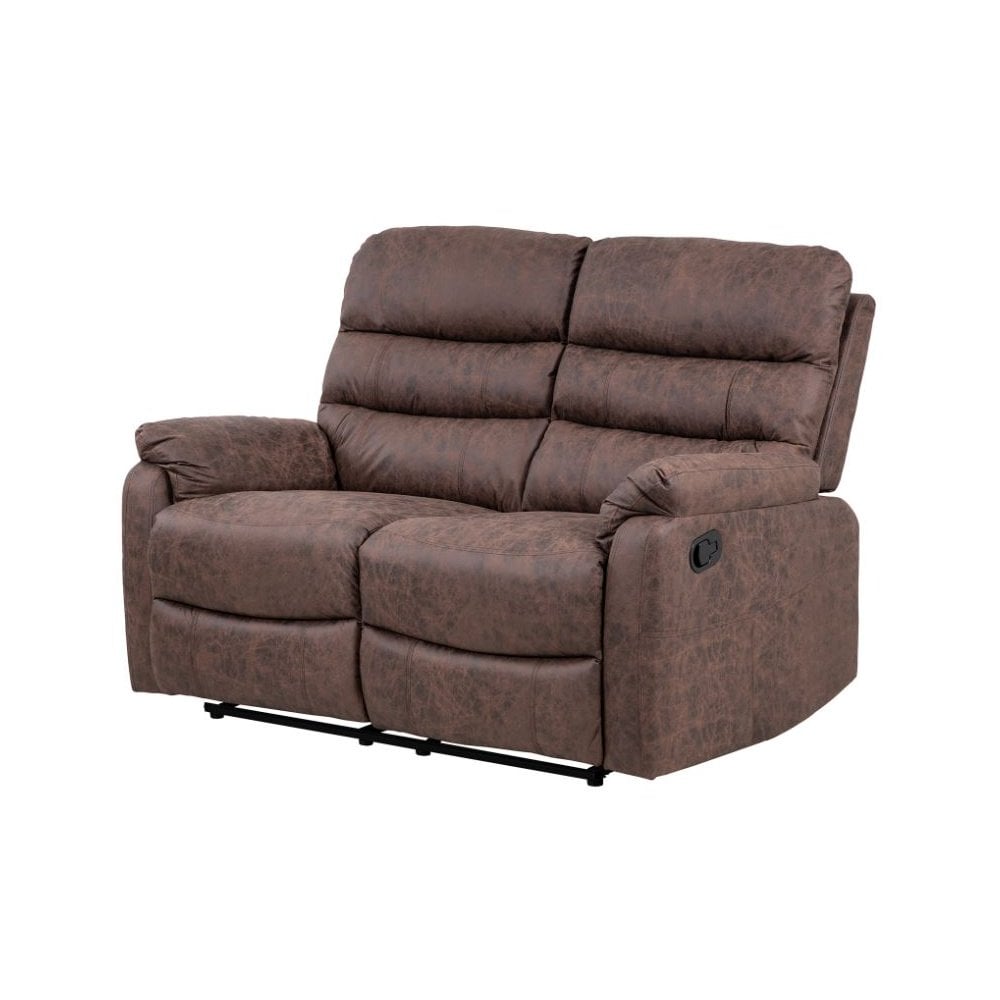 Taylor 2 Seater Recliner-Leather Air-Antique Brown Rub Off