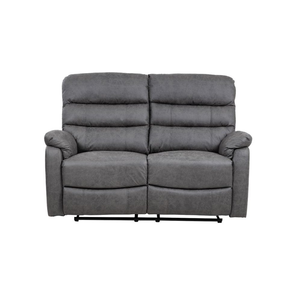 Taylor 2 Seater Recliner-Leather Air-Antique Grey Rub Off
