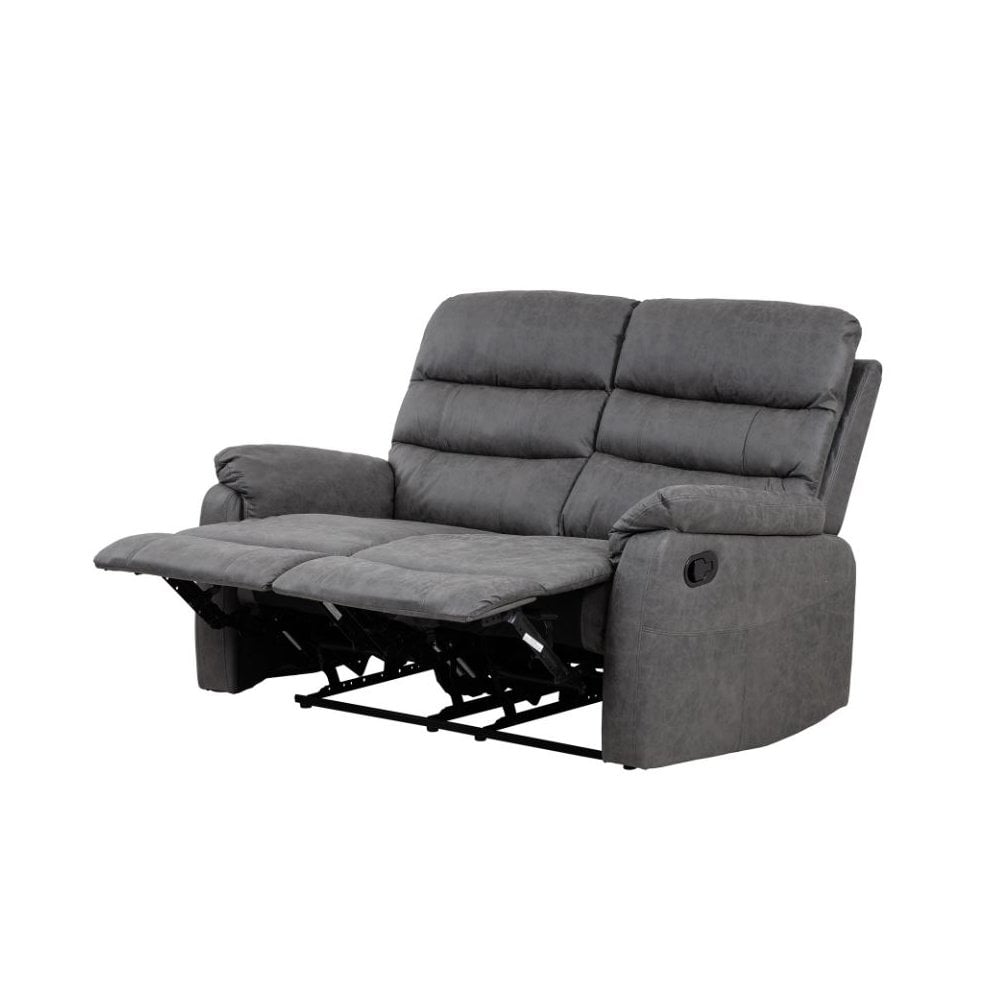 Taylor 2 Seater Recliner-Leather Air-Antique Grey Rub Off