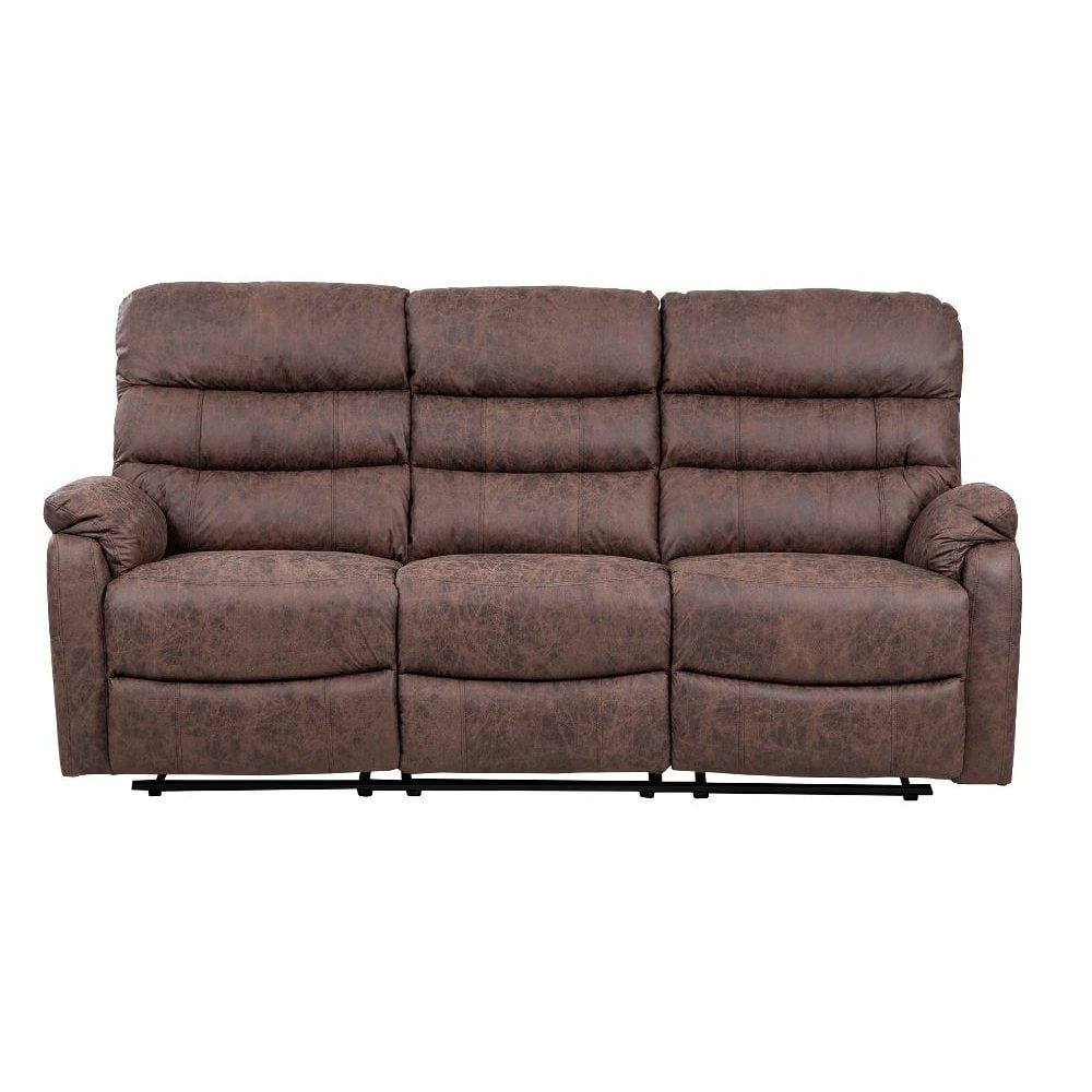 Taylor 3 Seater Recliner-Leather Air-Antique Brown Rub Off