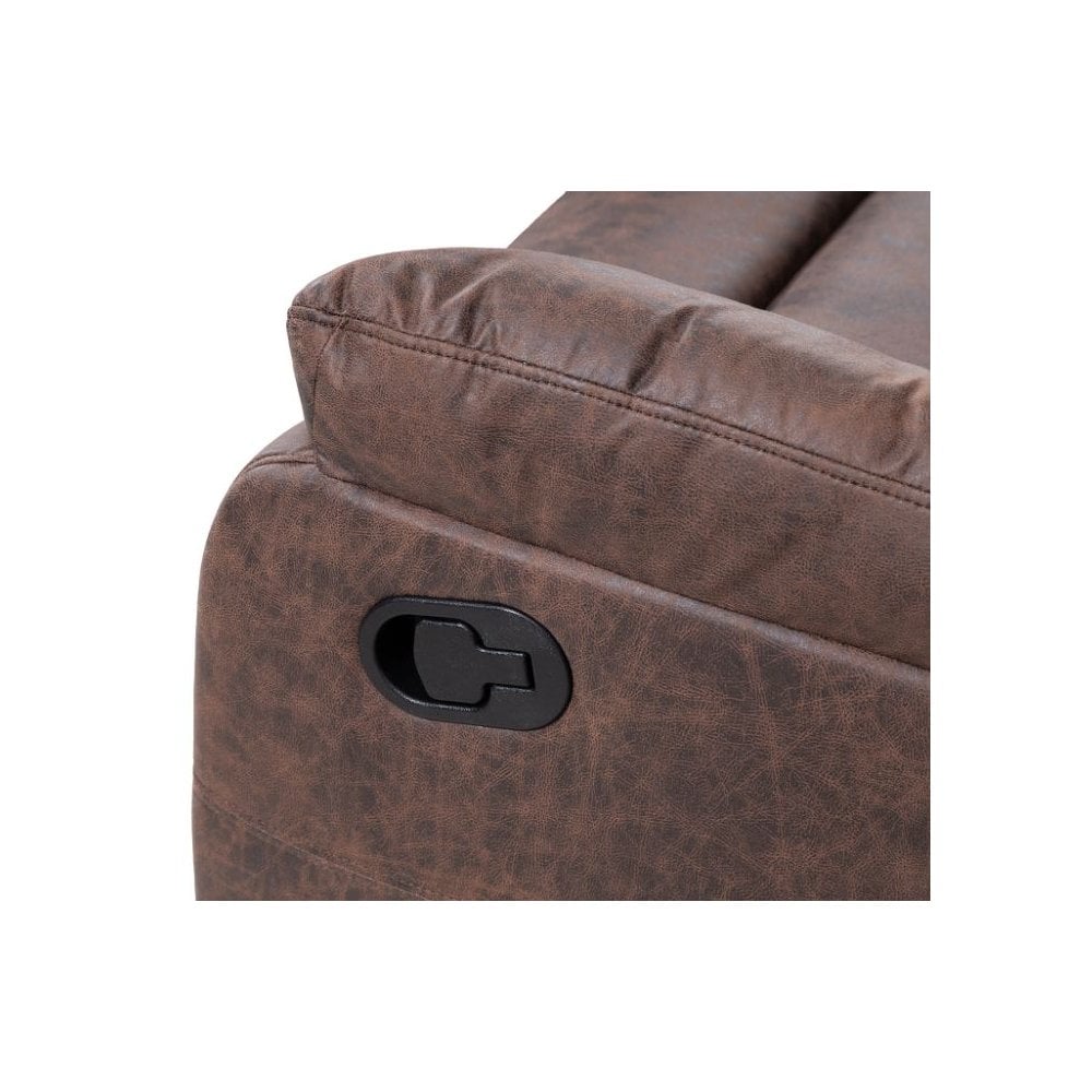 Taylor 3 Seater Recliner-Leather Air-Antique Brown Rub Off