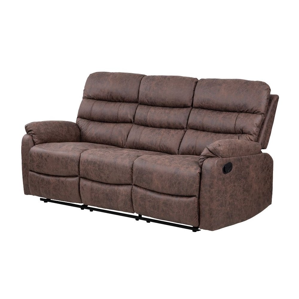 Taylor 3 Seater Recliner-Leather Air-Antique Brown Rub Off