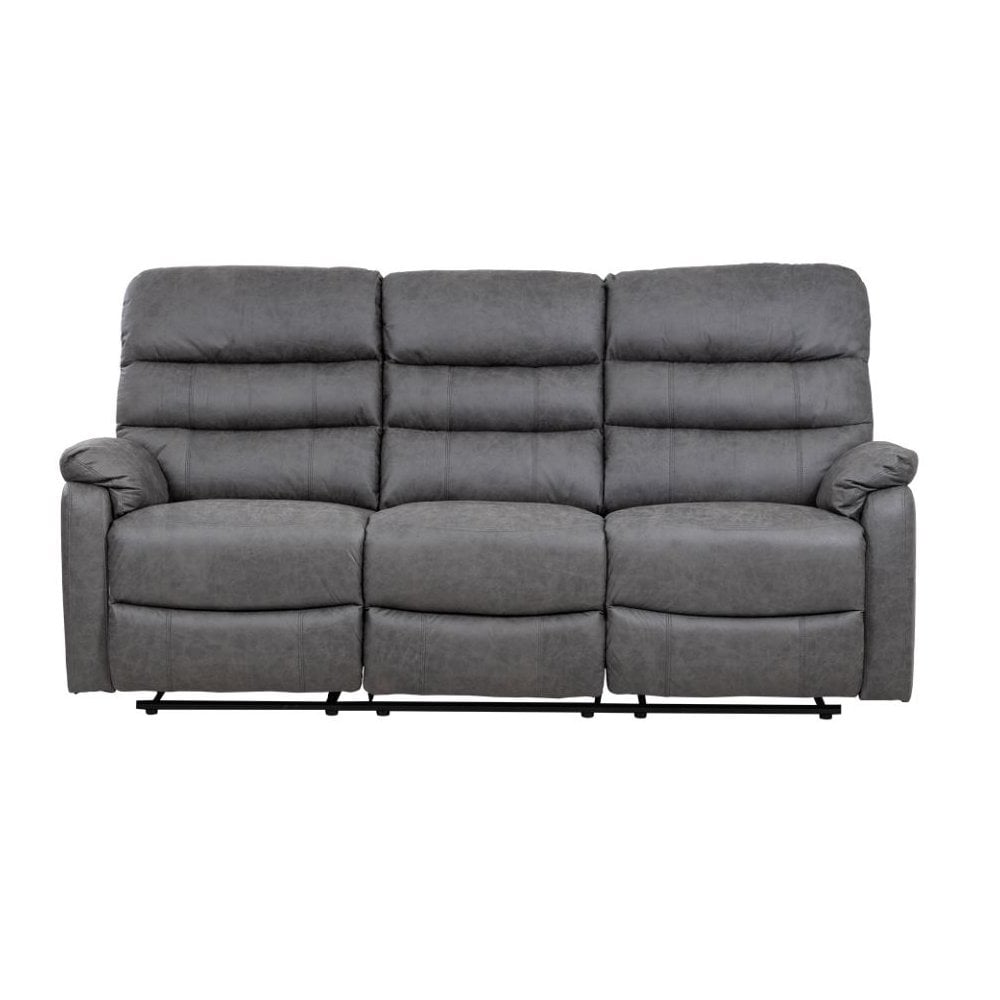 Taylor 3 Seater Recliner-Leather Air-Antique Grey Rub Off