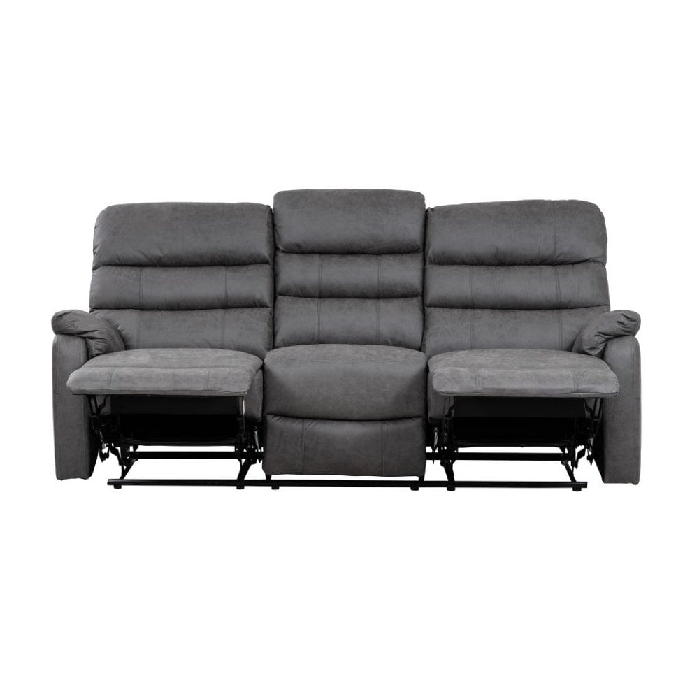 Taylor 3 Seater Recliner-Leather Air-Antique Grey Rub Off