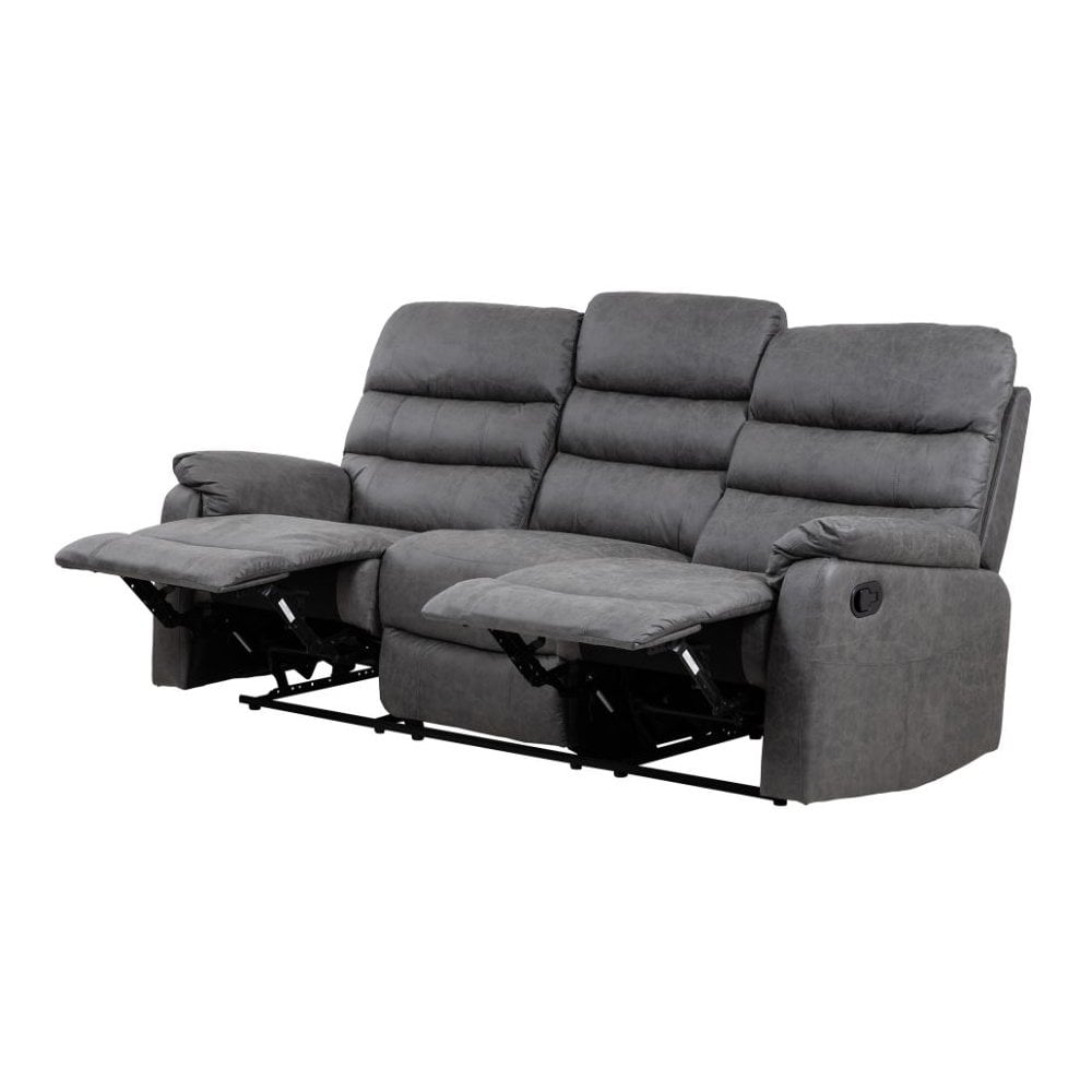 Taylor 3 Seater Recliner-Leather Air-Antique Grey Rub Off