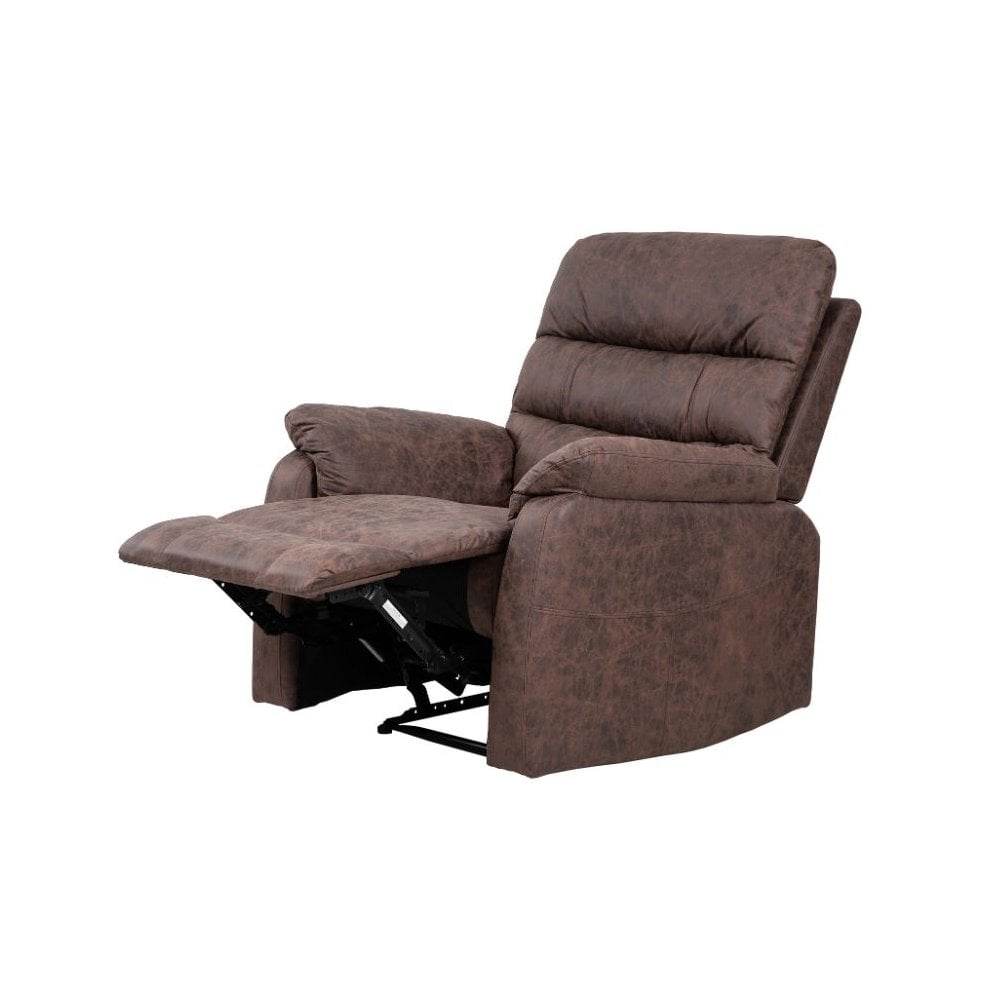 Taylor Recliner Chair-Leather Air-Antique Brown Rub Off