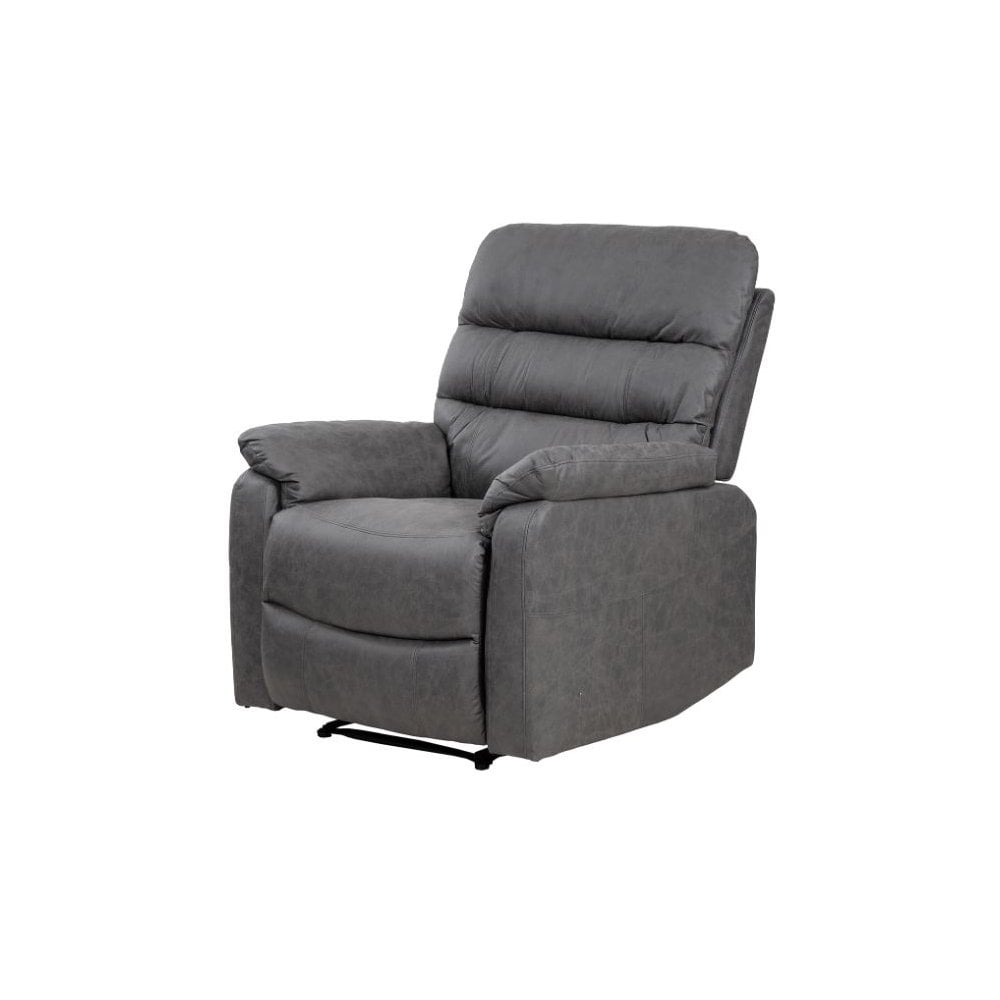 Taylor Recliner Chair-Leather Air-Antique Grey Rub Off