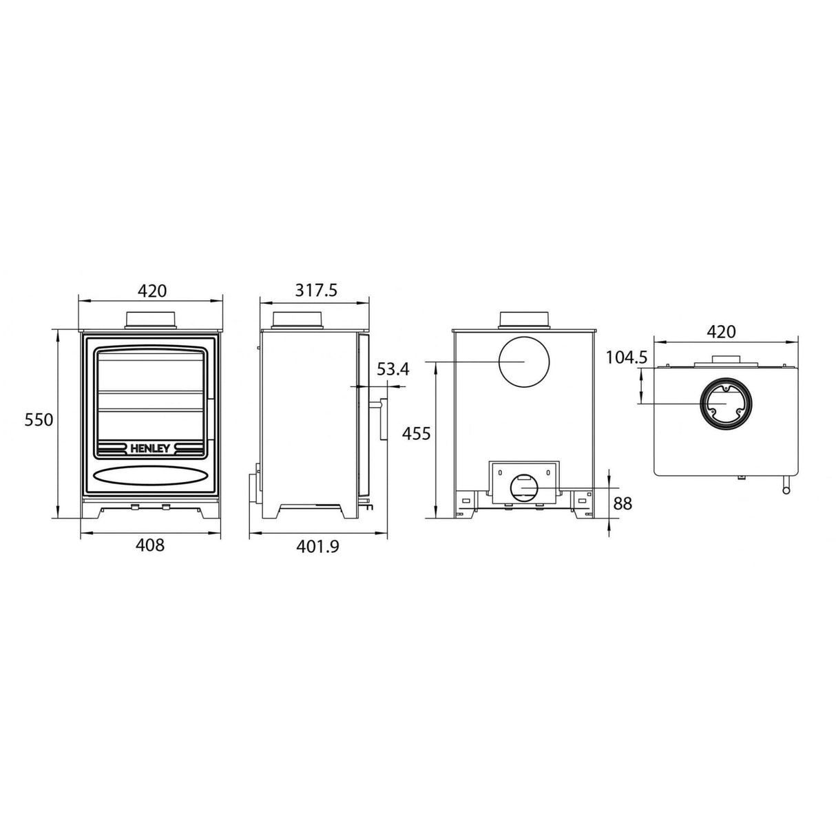 Ascot 5kw Matt Black Multi Fuel (Eco)
