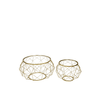 Set of 2 Gold Metal Mesh Coffee Table with Glass Top
