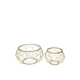 Set of 2 Gold Metal Mesh Coffee Table with Glass Top