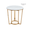 60cm Round Gold End Table with White Faux Marble Top - 2 Parts