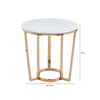 60cm Round Gold End Table with White Faux Marble Top - 2 Parts