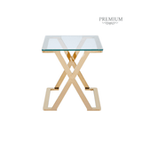Axel Gold Metal End Table with Clear Glass-2 Parts