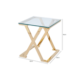Axel Gold Metal End Table with Clear Glass-2 Parts