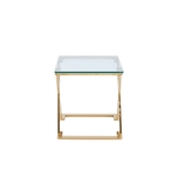 Axel Gold Metal End Table with Clear Glass-2 Parts