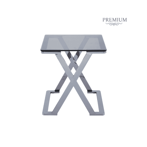 Axel Grey Gunmetal End Table with Smoke Glass- 2 Parts