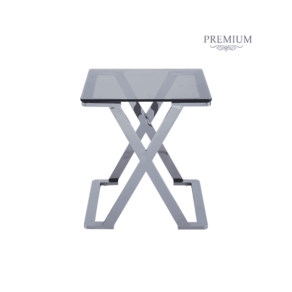 Axel Grey Gunmetal End Table with Smoke Glass- 2 Parts