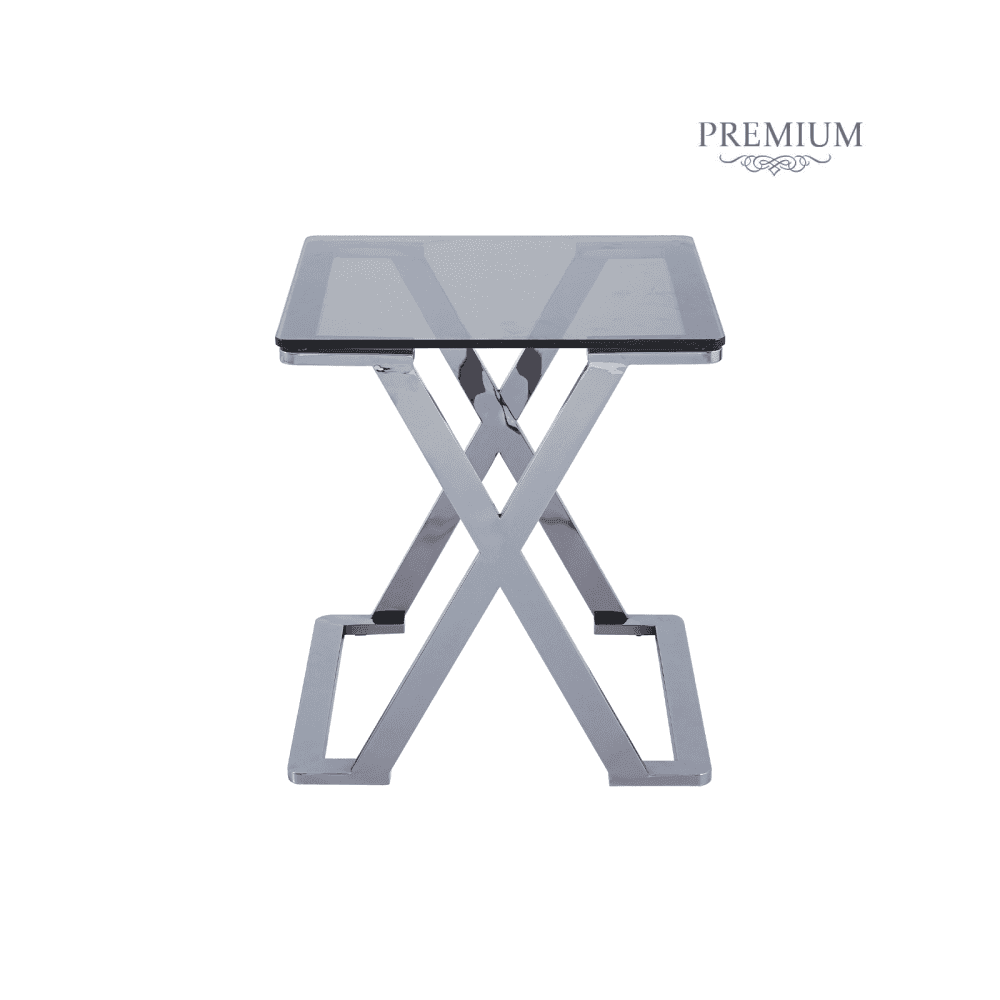 Axel Grey Gunmetal End Table with Smoke Glass- 2 Parts