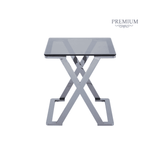 Axel Grey Gunmetal End Table with Smoke Glass- 2 Parts