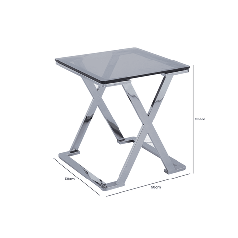 Axel Grey Gunmetal End Table with Smoke Glass- 2 Parts