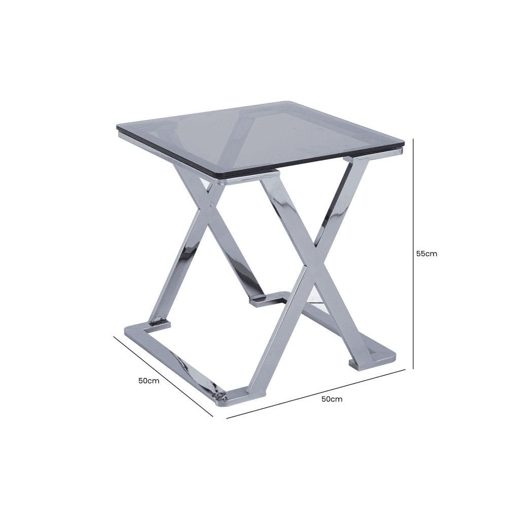 Axel Grey Gunmetal End Table with Smoke Glass- 2 Parts