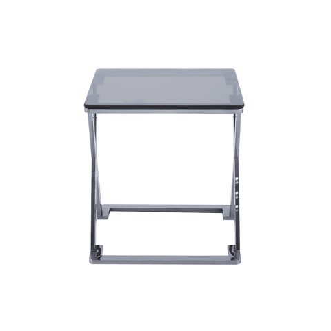 Axel Grey Gunmetal End Table with Smoke Glass- 2 Parts