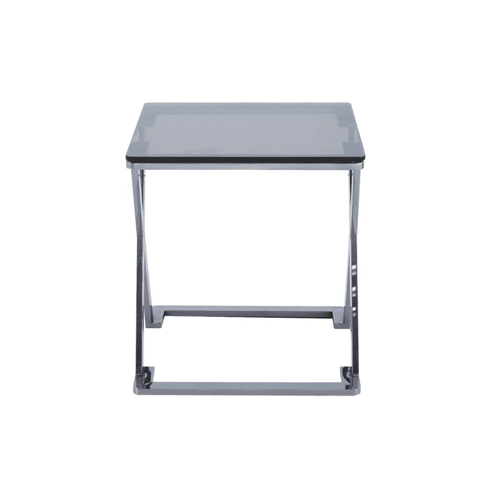 Axel Grey Gunmetal End Table with Smoke Glass- 2 Parts