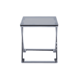 Axel Grey Gunmetal End Table with Smoke Glass- 2 Parts